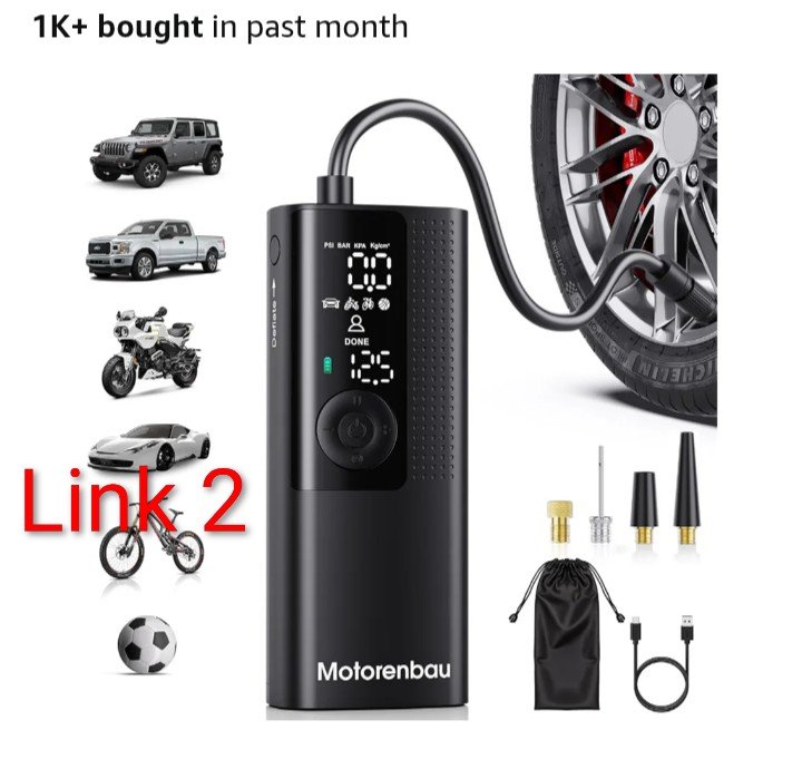 Gilles19827's tweet photo. I'm an Amazon Associates 
Take advantage of my Deal of the Day 🚀 
If you're not interested in the product, share it to reach more people.
Please help me by sharing my Amazon Affiliate ad, as I don't have the financial means to do paid traffic.
Take advantage of the discounts using my links below—they're a surprise and only available for a short time.
The prices of advertised products are subject to change.
Please read the details of the announcement carefully at the link below ⬇️

Airmoto Tire Inflator Portable Air Compressor for Cars and Bikes 

1 https://t.co/Ssq95VPZLe

2 https://t.co/KoEmokfHQD

3 https://t.co/ZgW5Svs6Bt

4 https://t.co/93veXp3rZO
#Amazon #AWS 
Amazon's Full Responsibility
Join my group for more offers ⬇️
https://t.co/7bXRGNGOGh
