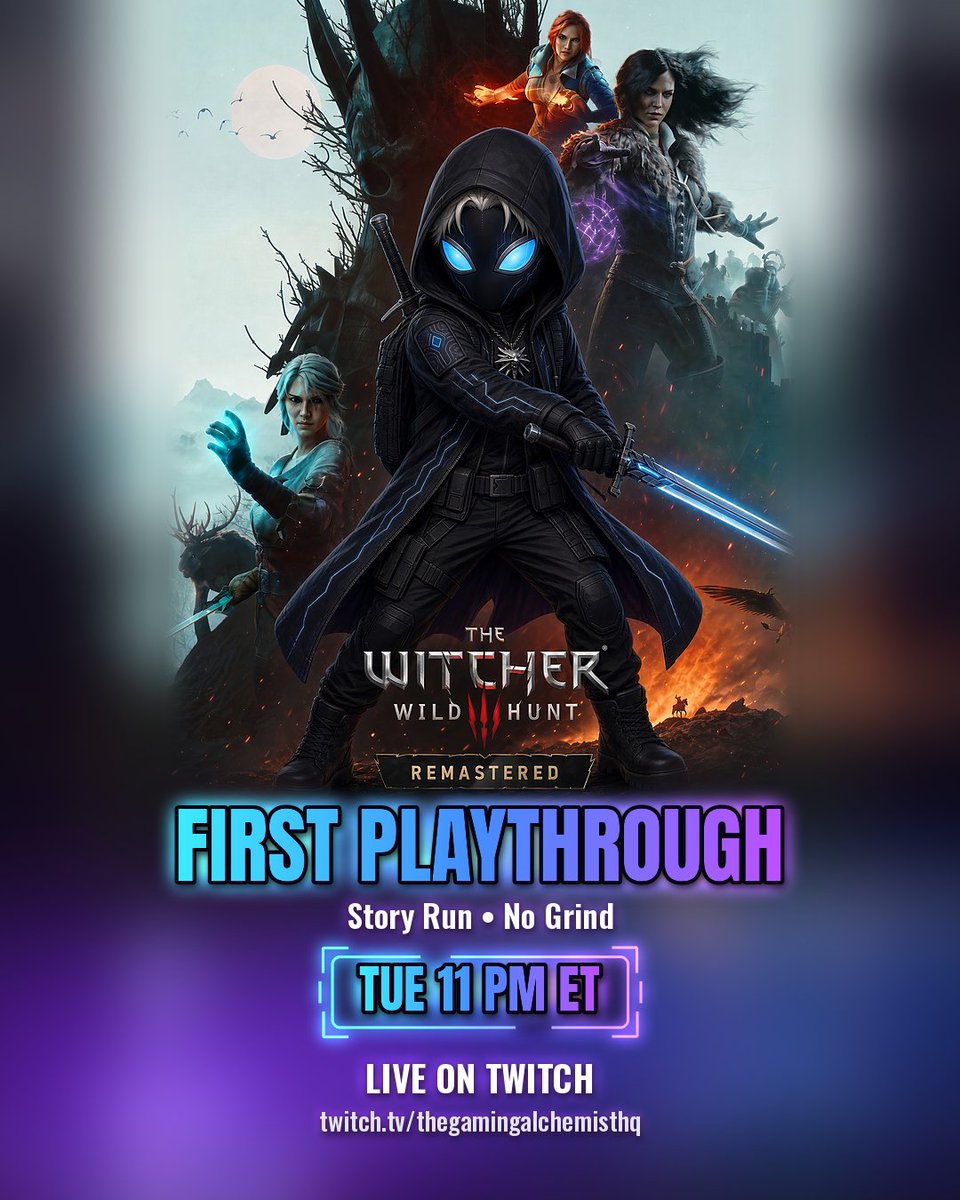 TheAlchemistHQ_'s tweet photo. First time ever playing The Witcher 3, and it's launch night for the Remastered update. Story run, no grind. Live Tue 11 PM ET on Twitch 🧪
https://t.co/onoo1re6pp

#Witcher3 #Witcher3Remastered #Twitch #TheGamingAlchemistHQ https://t.co/ty5GwKvFt1