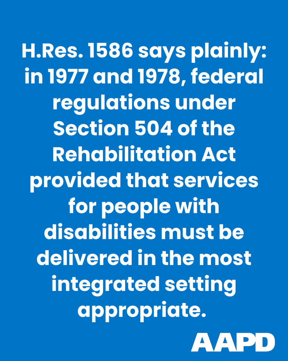 AAPD's tweet photo. The US House of Reps is working to protect community integration. Newly introduced
H.Res. 1586 reaffirms that we have a right to exist in our communities. https://t.co/9EWHr5it59