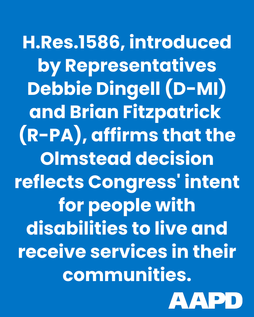 AAPD's tweet photo. The US House of Reps is working to protect community integration. Newly introduced
H.Res. 1586 reaffirms that we have a right to exist in our communities. https://t.co/9EWHr5it59