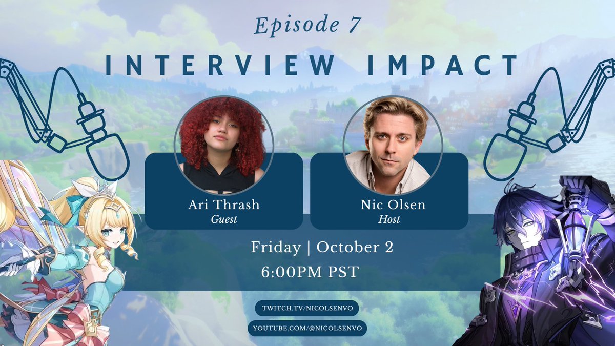 NicOlsenVO's tweet photo. Join @AriThrashVO and I this friday at 6pm pst!
#GenshinImpact #Vesna #Flins https://t.co/144WtqLcad
