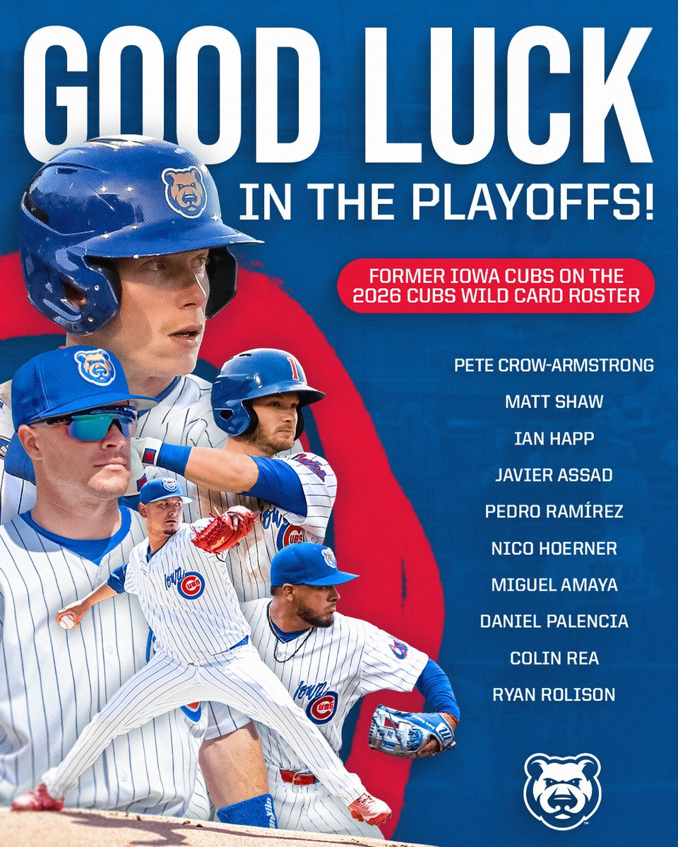 IowaCubs's tweet photo. Playoff Baseball! Good luck Chicago! 🐻

Read more at the link below!
https://t.co/8A3aLA4L7R https://t.co/cH9lgtNfX8