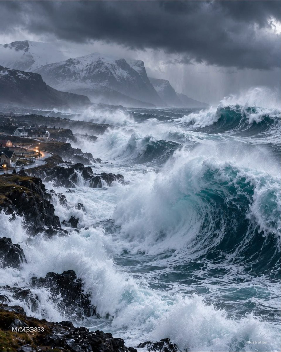 MrMBB333's tweet photo. MONSTER ATLANTIC STORM STRENGTHENS AS SEAS APPROACH 40 FEET

A powerful storm is rapidly intensifying over the North Atlantic.

Pressure could plunge from around 986 mb to near 960 mb in just 24 hours as storm force winds develop.

Waves could build to 30 to nearly 40 feet, while Ireland faces strong winds and heavy rain. Iceland could be next with torrential rain and powerful winds.

Storm force winds. Enormous seas. And it’s still deepening.

#MrMBB333 #AtlanticStorm