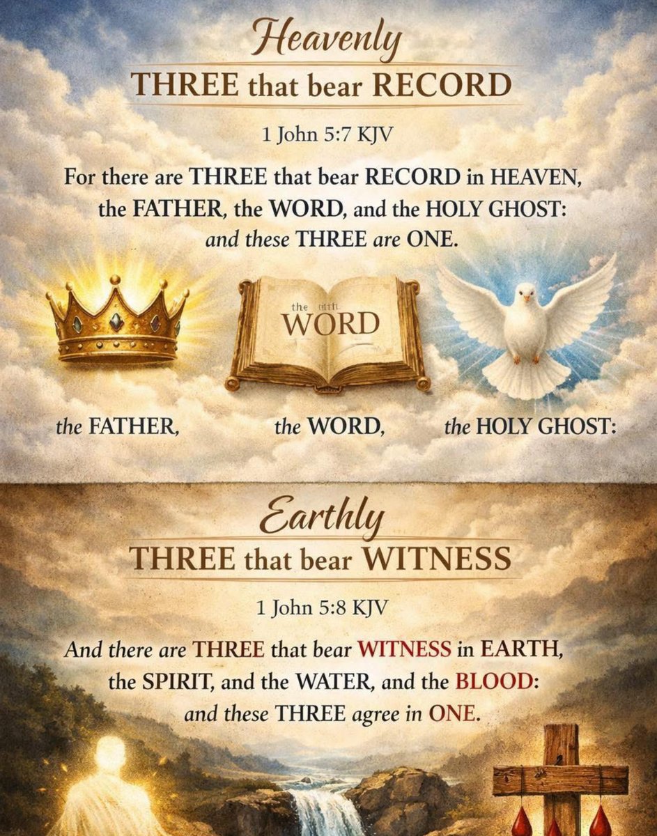 One_Of_His's tweet photo. 1 John 5:7 KJV
“For there are three that bear record in heaven, the Father, the Word, and the Holy Ghost: and these three are one.” https://t.co/uGKg6nz6gH