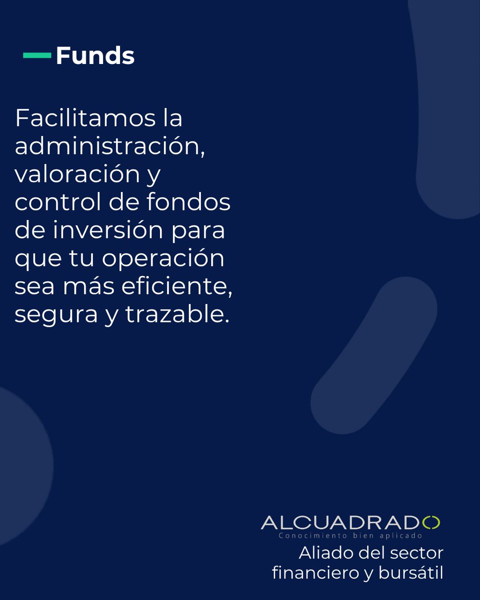 AlcuadradoSA's tweet photo. 📊 Gestiona tus fondos de inversión con mayor eficiencia, control y trazabilidad.

Con #Funds centralizas la operación, automatizas procesos, controlas riesgos y obtienes información en tiempo real para tomar mejores decisiones.

#FondosDeInversion #AssetManagement #Fintech #A2 https://t.co/UbMALv4oHM