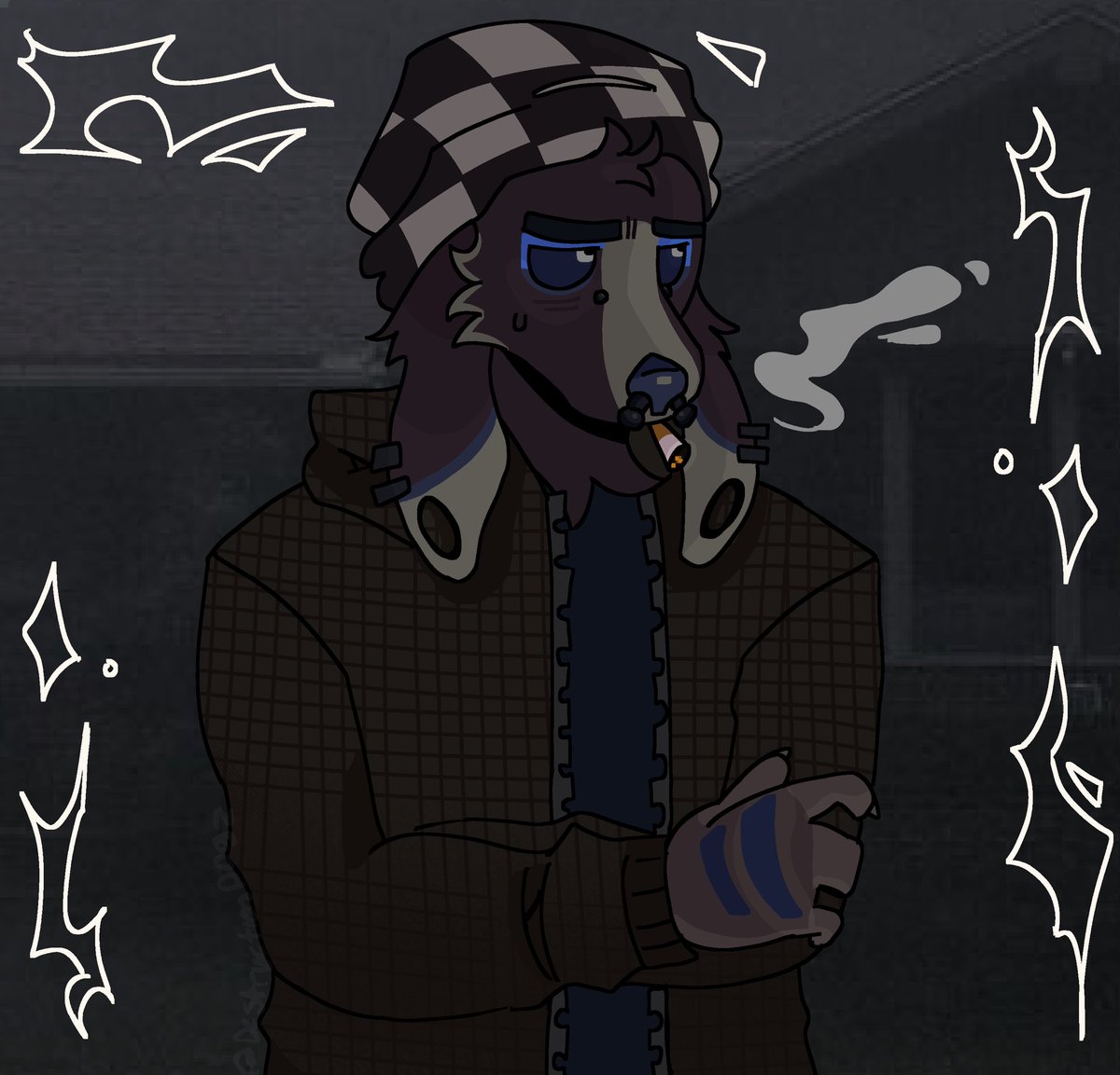 destructiondogz's tweet photo. Smoke break #furryart https://t.co/msxQ3jG3Z5
