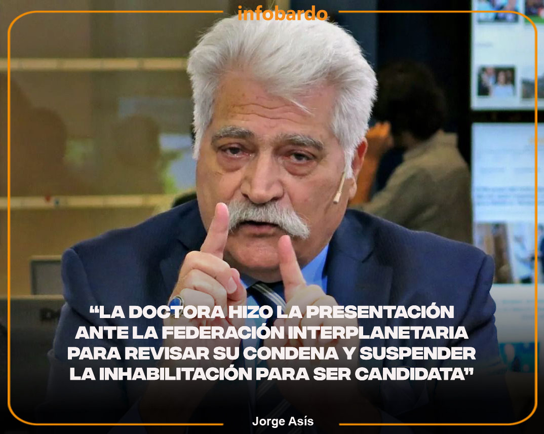 Gus_HL2's tweet photo. Jorge Asís - "LA DOCTORA HIZO LA PRESENTACIÓN ANTE LA FEDERACIÓN INTERPLANETARIA PARA REVISAR SU CONDENA Y SUSPENDER LA INHABILITACIÓN PARA SER CANDIDATA" https://t.co/kWVFZEJPEd