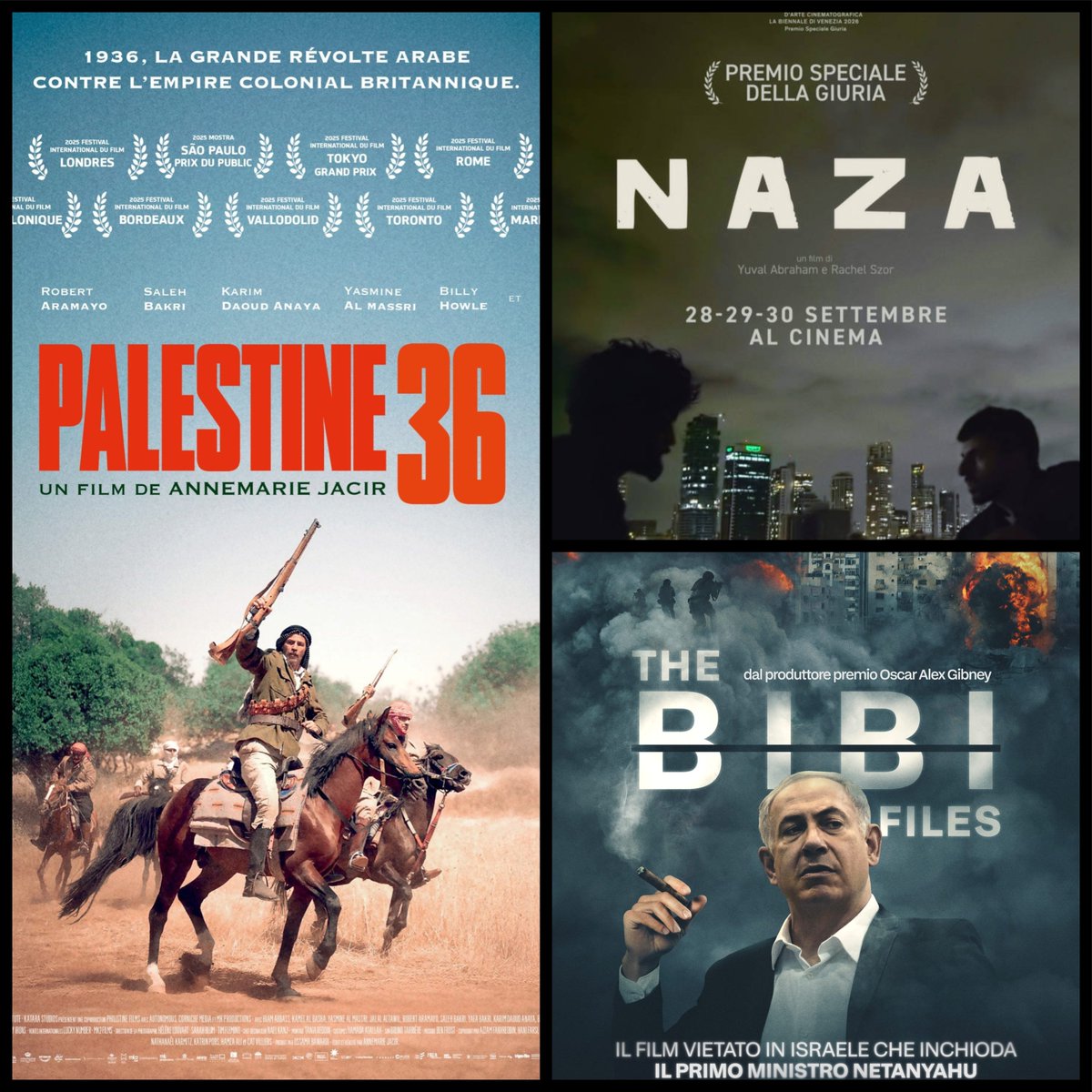 AlbertoFazolo's tweet photo. 3 film stanno animando il dibattito sulla Palestina. Li ho visti tutti e tre e cercherò di farvi avere una recensione per ognuno.
#Naza #BibiFiles
#Palestina https://t.co/w9rgTj35YC