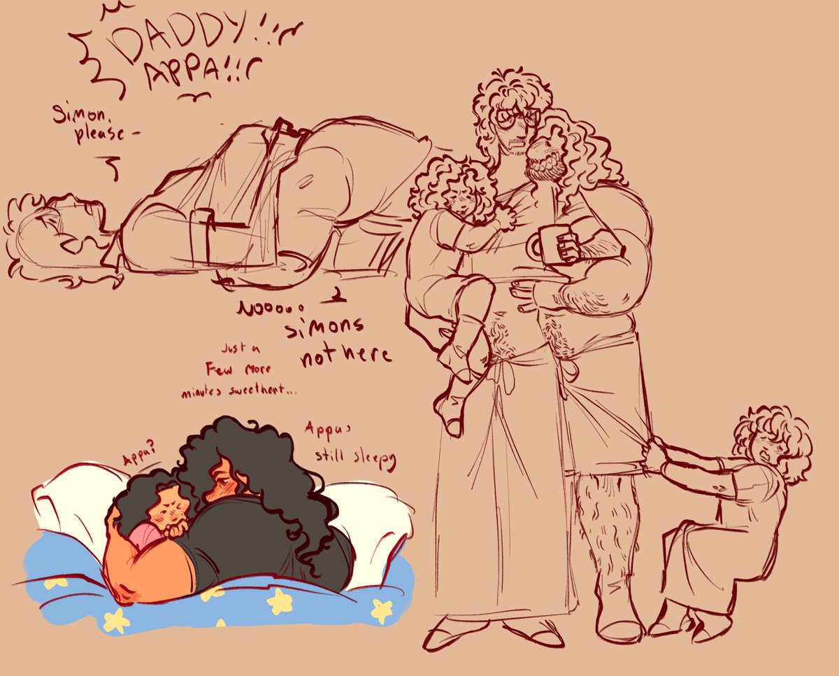 BumbleLovesDuck's tweet photo. Not a single morning person in this household 
I drew Simon’s arm on the wrong side pls ignore it💔 #bloodymary https://t.co/8thBE2RitP