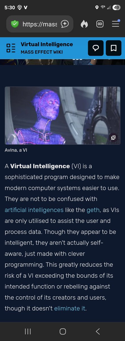 Raylltheginger's tweet photo. @digijordan I wonder if they doing  something like in the mass effect games where they separate the 2 as two different things where in the games vi is similar to grok and ai is more movie grade ai beings https://t.co/jY4lYMFb32