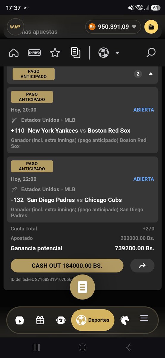 sopafria119's tweet photo. PARLEY #MLB #29Sep
*DUPLETAGANADORAEfectiva:
⚾ PADRES A GANAR
⚾ BOSTON A GANAR
Porcentaje de acierto 89%
Esta jugada la puedes realizar en mi casa de apuesta de confianza.
#VIPbet
Registrate Gratis
AQUÍ 👇 👇
https://t.co/tigk9WUVqn
BONO DE BIENVENIDA 🤑🤑 https://t.co/r11WLlVzIC