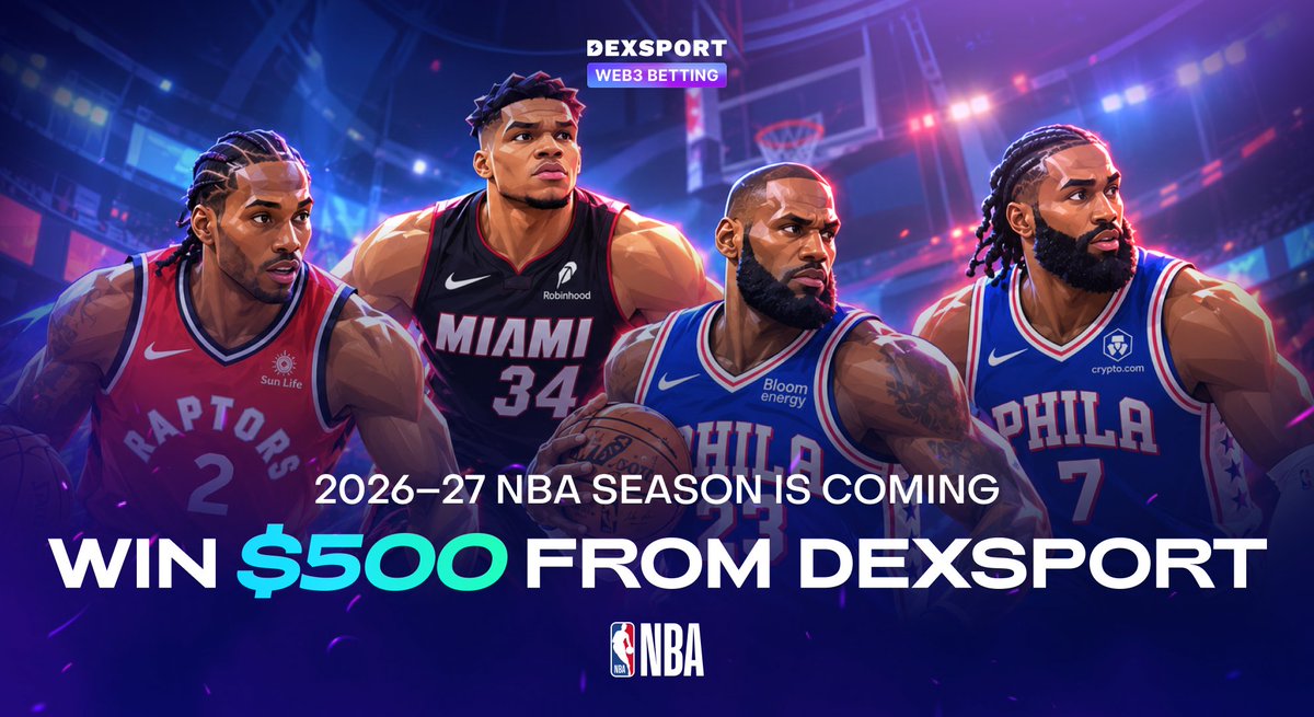 Dexsport's tweet photo. 🏆 $500 Prize Pool from Dexsport (10 Winners)

NBA Season is coming – u need to be prepared.

Here is how to enter:
• Like + RT this post
• Follow @Dexsport
• Tag 3 mates in the comments

Extra Entry: Join our TG-channel → https://t.co/ywbxgb1SMx

Winners revealed Oct. 20 🤘 https://t.co/Nc6QizhbBe