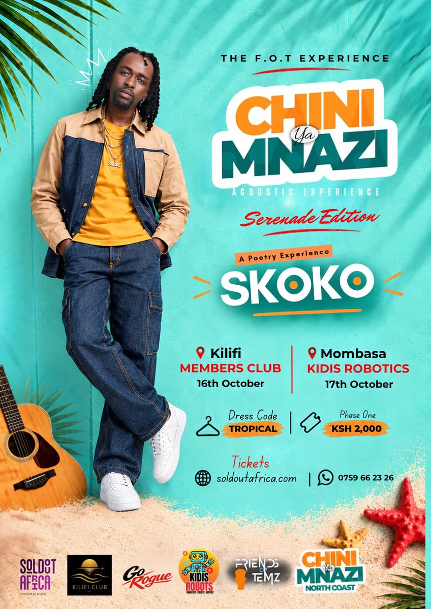 CYM_Experience's tweet photo. 🥳🚨H_ART THE BAND shall be HEADLINING our Serenade Edition of 🥥🌴Chini Ya Mnazi Acoustic Experience🎶🎷MOREOVER, SKOKO shall be serenading us with a SPECIAL POETRY PERFORMANCE just FOR YOUUUUU!!!! You CANNOT AFFORD TO MISS THIS!!!
@H_ARTTHEBAND https://t.co/vcLN6XkDUL
