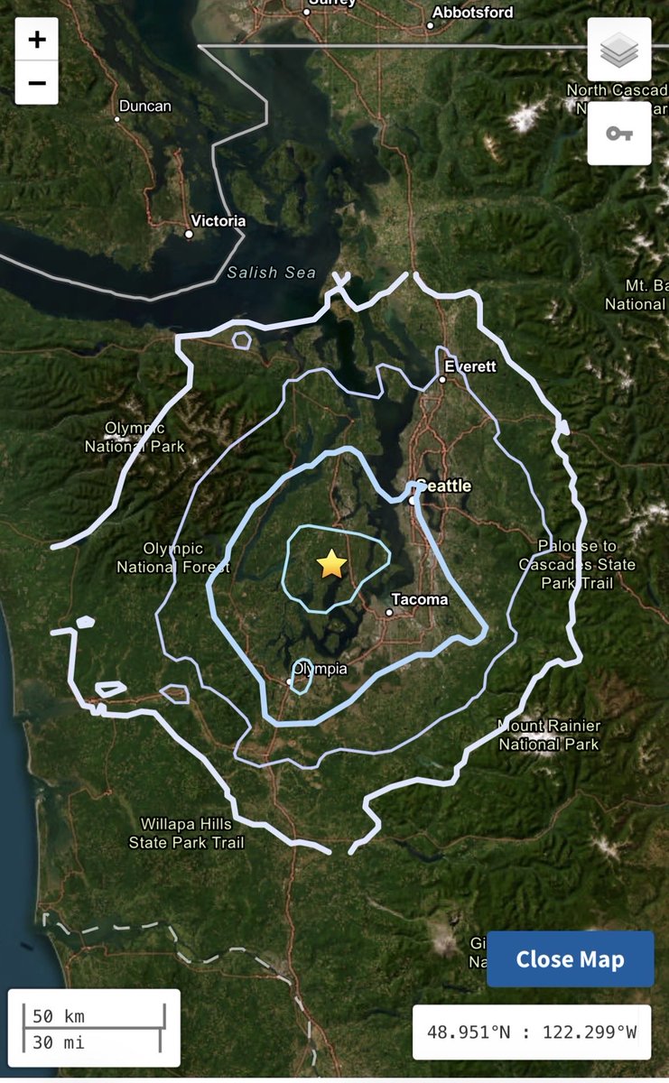 SeismoTracker's tweet photo. #Earthquake Breaking News 

A magnitude 4.2  has struck 5 Km / 3.1 Mi WNW of Wauna, #Washington 

Magnitude: 4.2 
Epicenter Location: 47.406°N 122.710°W
Time: 2026-09-29 21:05:56 UTC
Depth: 27.9 Km ( 17.3 Mi) 
Intensity: IV 
Estimated Fatalities: Green 99%
Estimated Economic Losses: Green 99%

Aftershocks 
Magnitude 7+: < 1% 
Magnitude 6+: < 1%
Magnitude 5+: 1% 
Magnitude 4+: 8% 
Magnitude 3+: 38%
