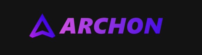 The image features the "ARCHON" logo in bold purple and blue gradient text alongside a stylized triangular emblem, displayed on a black background to welcome a new team member to the Archon team.