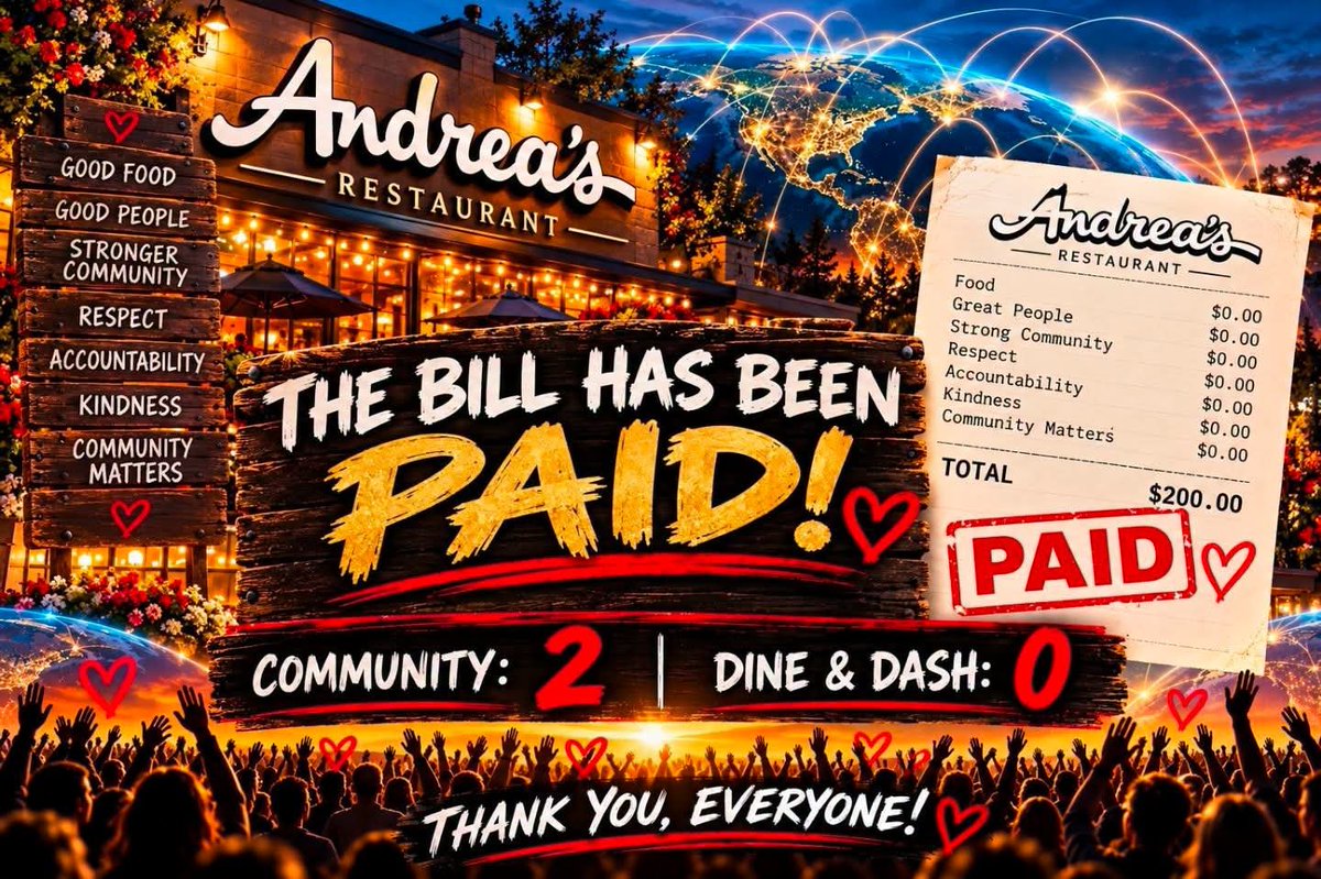 teririch's tweet photo. *Update* on the dine &amp; dash at Andreas Restaurant in Langley, BC.

The son-in-law came in and paid the bill (not any of the men that took advantage of this eatery) and left a tip for the server, citing his father-in-law thought they other two had paid the bill.

#bcpoli https://t.co/7rSFnLDjyh