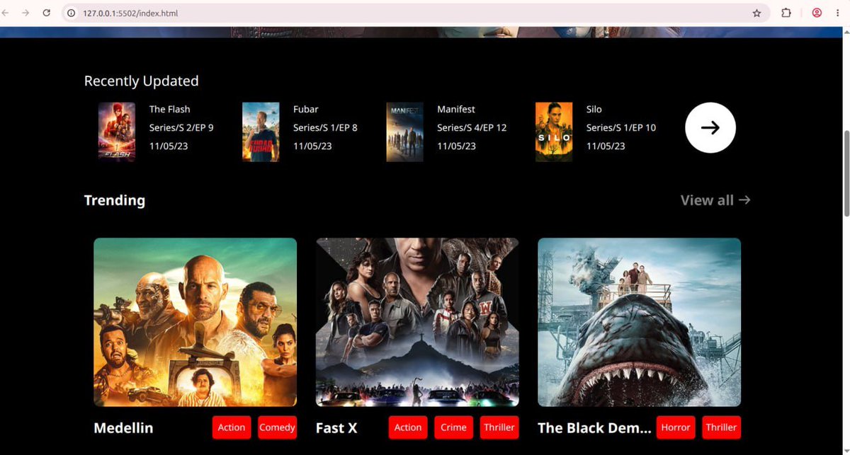 dev_edwin_'s tweet photo. Day 17/100

Today I started building a movie website  using HTML and Tailwind CSS.

Worked on the hero section, navigation, search bar and movie categories.

Slowly turning the design into a functional interface. https://t.co/QOq6Hqd2LW