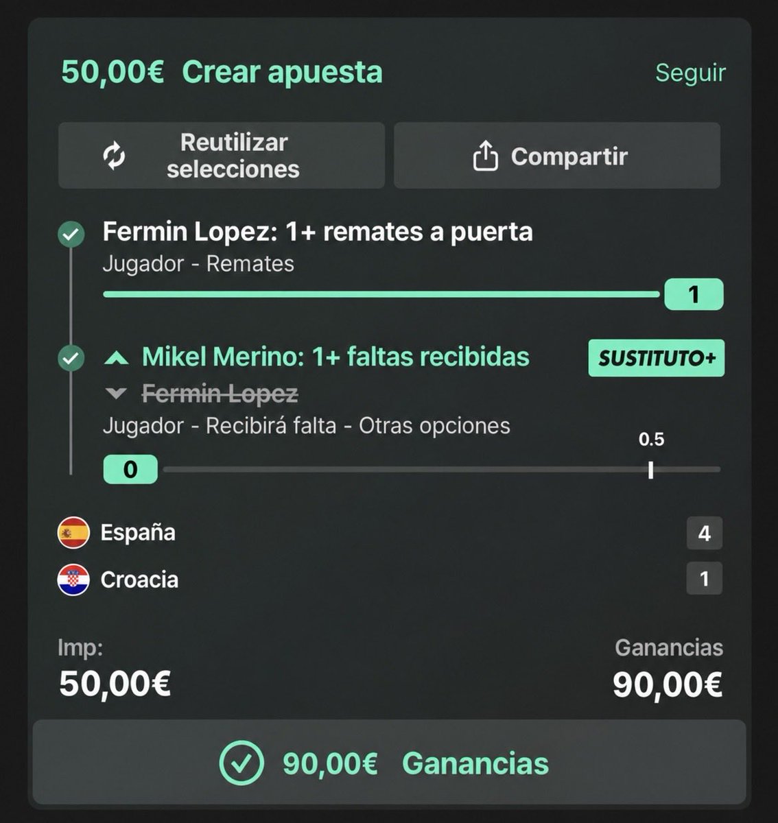Al_FunnyBets_'s tweet photo. 𝗡𝗢𝗖𝗛𝗘 𝗦𝗢Ñ𝗔𝗗𝗔 𝗗𝗘𝗟 𝗝𝗘𝗤𝗨𝗘 🐪🛢️

Ferminazo gordo ✅
Pick ✅
Pick mejorado ✅
Funbet @4 ✅
Combinada @2,46 ✅
Porra asegurada ❌

Ayer fallamos el Gulerazo ❌

𝗡𝗨𝗘𝗩𝗢 𝗕𝗔𝗡𝗞 𝗔𝗖𝗨𝗠𝗨𝗟𝗔𝗗𝗢:
+395,27€ = +7,91u 📈💰
MAX STAKE 1 (50€)

NOS SOBRA PETRÓLEO🐪🛢️ https://t.co/RiEGrG70DU
