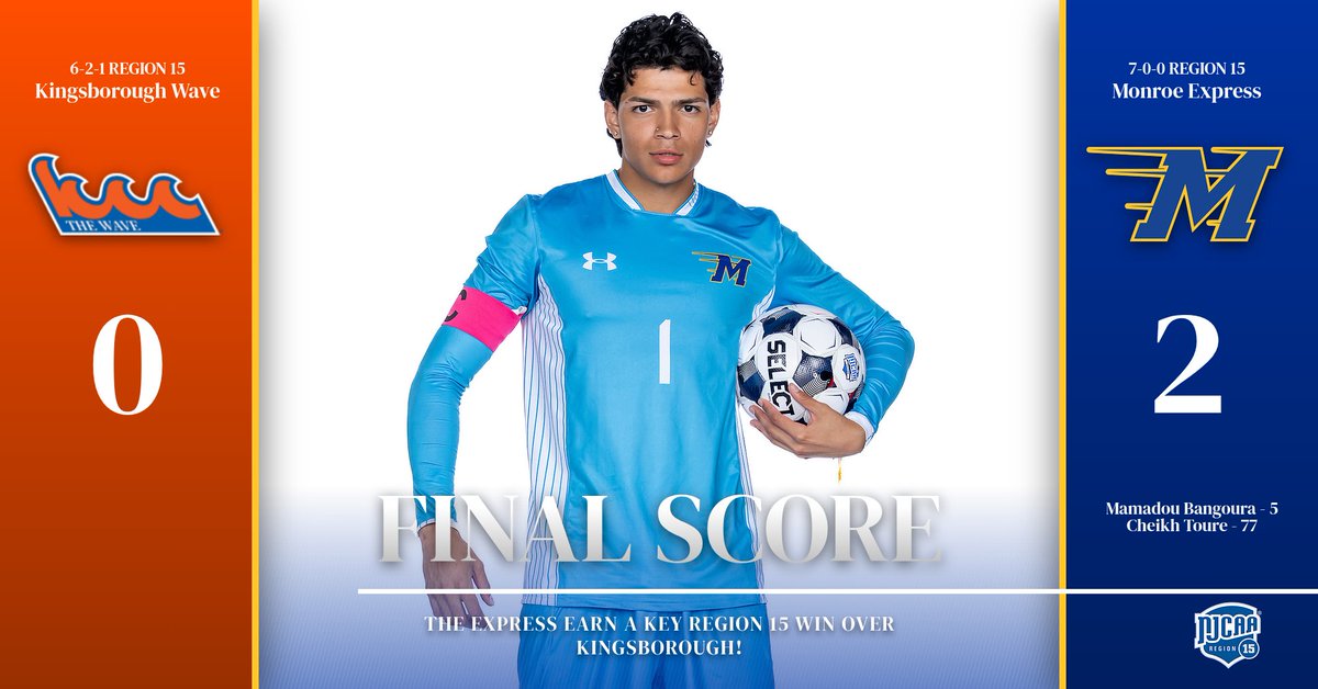 MonroeExpress's tweet photo. Big Region 15 win for Express Men's Soccer! Raymond Romero earns the shutout!
Monroe remains perfect in regional play and hands Kingsborough only its second loss against region opponents.
#ExpressPride #ExpressVictory #AllAboard @news12bx @bronxtimes @nyamnews #DubExpress https://t.co/W2sx3W83CI