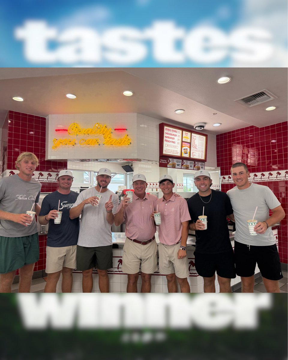 AlabamaMGolf's tweet photo. Milkshakes Secured 🥤

#RollTide https://t.co/pTRQ7WL73s