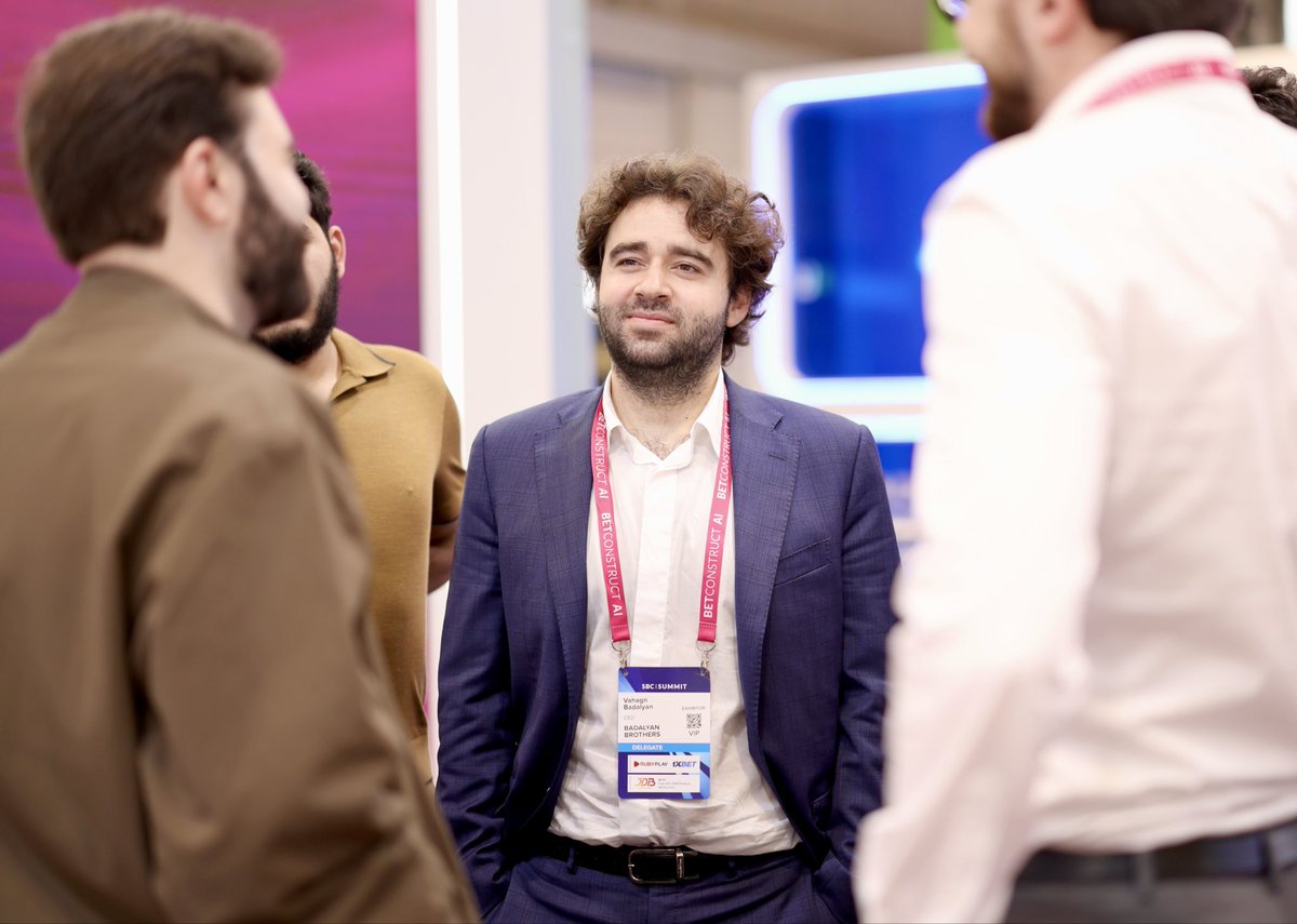 BetConstruct's tweet photo. A definitive start to SBC Summit Lisbon, marked by the arrival of BetConstruct AI’s executive leadership: Vigen Badalyan, Vahagn Badalyan, Roman Badalyan, and Arno Badalyan. 
The energy is incredible, and our team is ready for two more days of networking and shaping the future. https://t.co/pjbMtklJLk