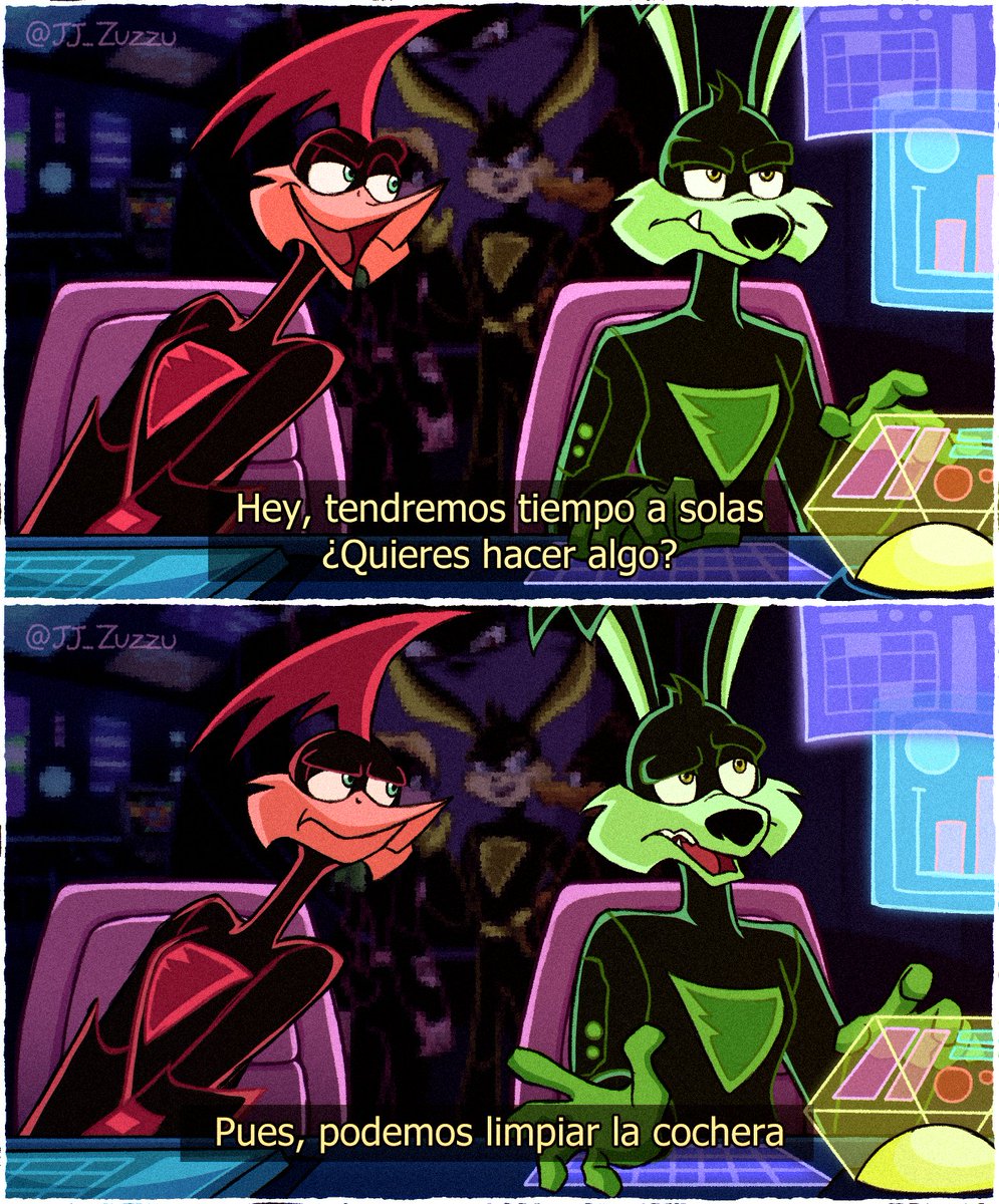 JJ_Zuzzu's tweet photo. - Mientras el resto del equipo va a una misión que durará días, estos dos se quedan a cuidar la casa ☝️✨
(Me encontré de nuevo con ese diálogo de Intensamente 2 y no pude evitarlo xDD me hizo gracia)

#techxrev #TechRev #loonaticsunleashed #loonatics #wileroad #wilerunner #bl https://t.co/NduQVfVwb3
