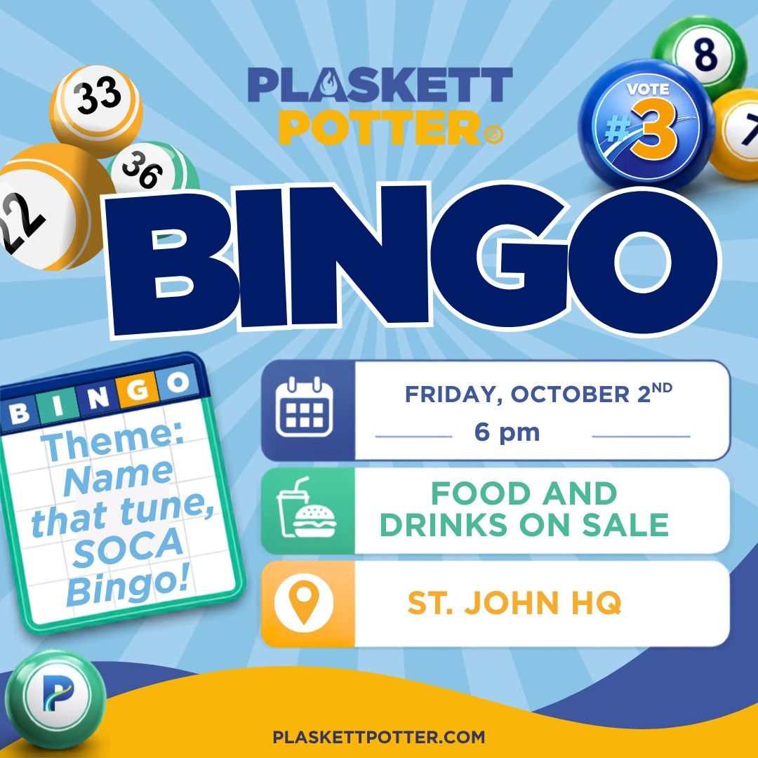 PlaskettPotter's tweet photo. Friday night plans? We’ve got BINGO across the Virgin Islands! 🎉🇻🇮

🎶 STJ: Name That Soca Tune
💰 STX: $1,000 jackpot
🎀 STT: Bingo, Fish Fry + Son D’Aquí Band for Breast Cancer Awareness Month

Pick your island, bring your crew, and we’ll see you Friday night! 💙💛 https://t.co/cCtqQtrEUI