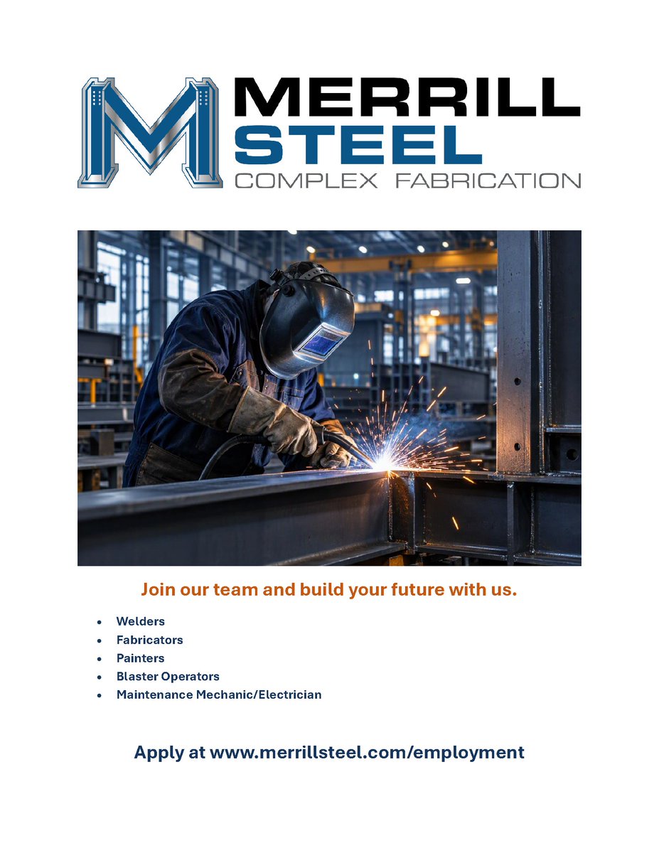 arknortheastern's tweet photo. Merrill Steel in Osceola, AR has multiple openings.  Apply at https://t.co/qgVDSgjEA4

All area opportunities: https://t.co/EWR0URZZ8n https://t.co/YGEri7DNyf