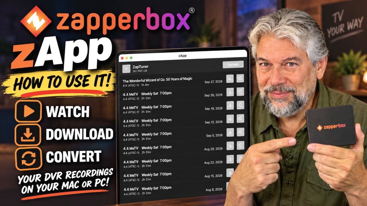 DaveTaylor's tweet photo. Got a ZapperBox? You need to know about the cool new zApp utility that lets you remotely access DVR recordings, downloading them to your local Mac or PC and watching them at your leisure. Here's my hands-on guide: https://t.co/OGAVMpDXmb #zapperbox #ota #dvr @BoxZapper https://t.co/uBDdJXleJ7
