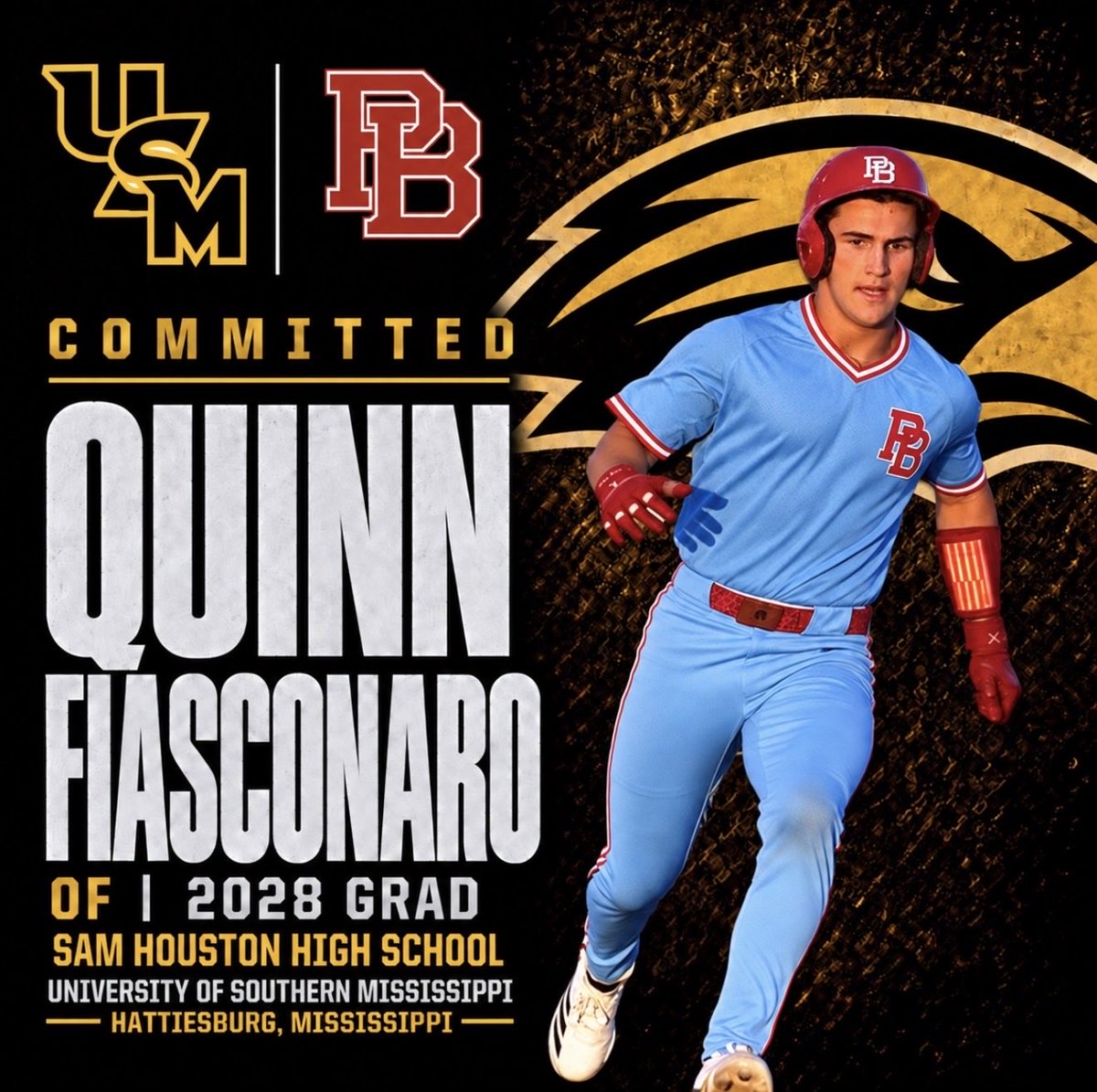 Performance_X2's tweet photo. Congratulations to ‘28 OF Quinn Fiasconaro (Sam Houston HS, LA) of Performance Baseball 2028/Milwaukee Brewers Scout Team on his commitment to the University of Southern Mississippi #PB #Performance #X2 #BrewCrew https://t.co/rJ3irlfzqO