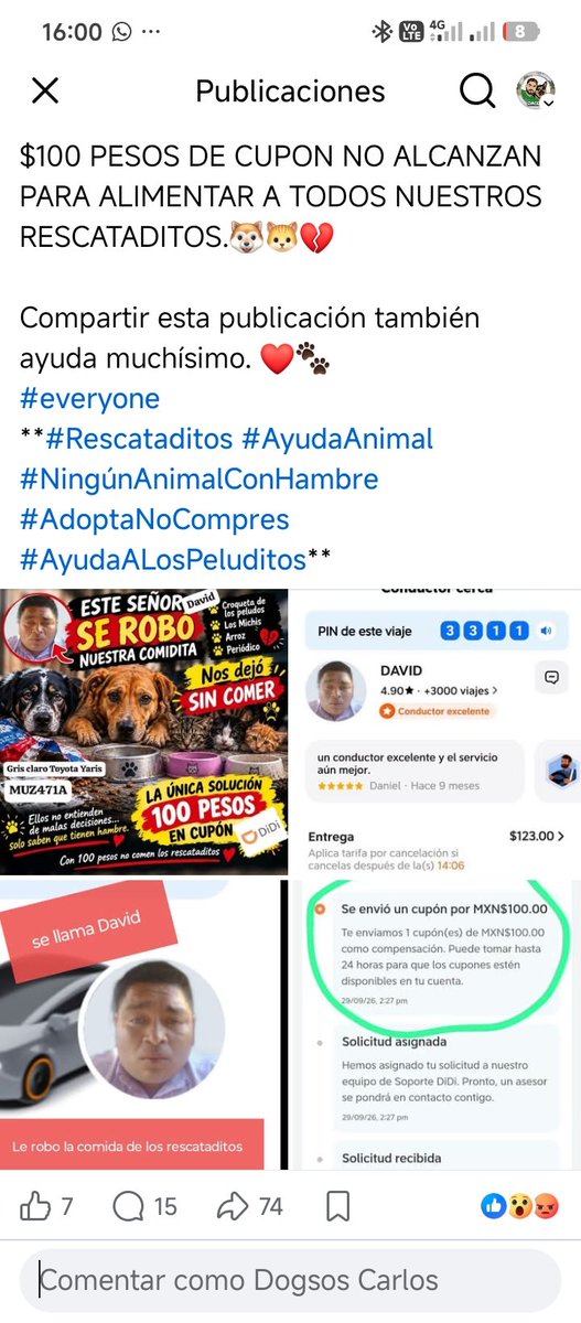 SoyUnDAGDA's tweet photo. @DiDi_Mexico SU CONDUCTOR SE ROBÓ ALIMENTO Y COSAS DE UN ALBERGUE DE PERRITOS.
PERMITEN QUE SUS CONDUCTORES SE ROBEN LAS COSAS Y BONIFICAN CON UN PUTO CUPÓN DE $100 
@didi #didi
Además es un vehículo con adeudos
@UCS_GCDMX @c4jimenez https://t.co/kOiZL2dKu8