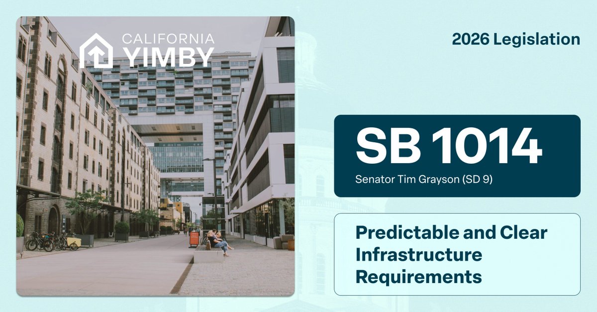 cayimby's tweet photo. [Bill Alert] @CAGovernor has signed SB 1014.

The bill requires cities to disclose infrastructure requirements within 30 days of initial application and can't add new ones after permit application, reducing project risk and costs.

Thank you, @timgraysonca https://t.co/PuD51VGUK4