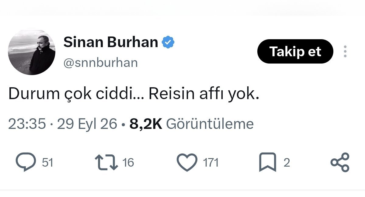 uluser01's tweet photo. Durum çok ciddi Sinan... Milletin affı yok https://t.co/RDezW482fS