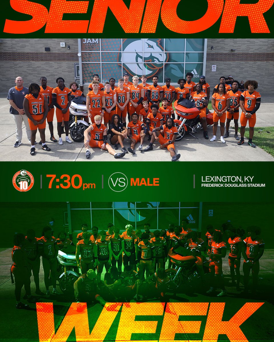 FDouglassFB's tweet photo. FRIDAY 7:30 PM KICKOFF VS LOUISVILLE MALE ON THE FARM TO HONOR OUR SENIORS
GO FAN LINK: https://t.co/MS6HqfNLTM
@coachnatemcpeek @CoachJeffPoe @CoachWCat @ravens219 @COACH_LANDING23 @coachwts @coreygamble42 @bybee111 @coachjoelwardle @Coach_D_Parker  @CoachJay_15 https://t.co/p74OrFsZdS