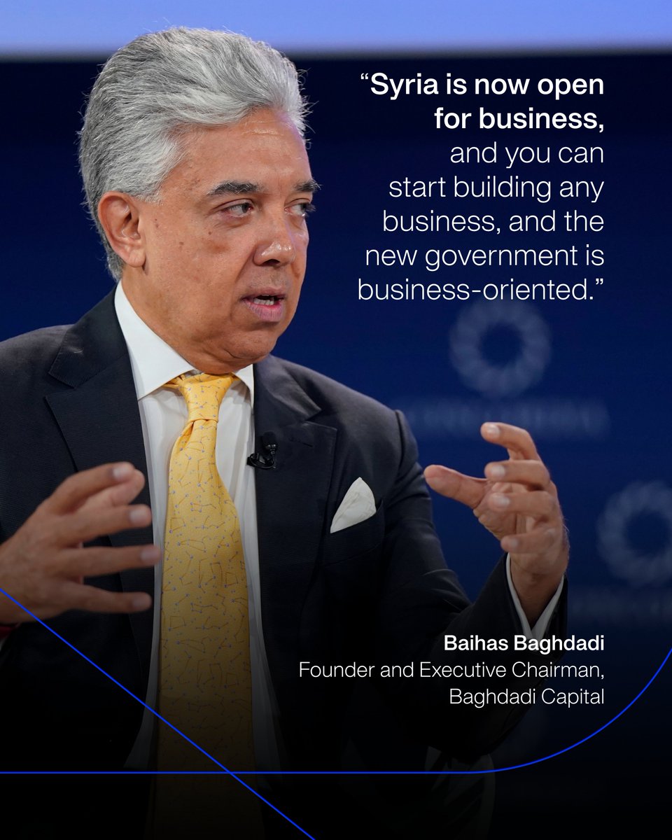 ConcordiaSummit's tweet photo. Can an economy be rebuilt in a year? Mr. Baghdadi of Baghdadi Capital opened the Annual Summit with a candid look at rebuilding Syria's economy and reopening the country for business. 

Watch the full session: https://t.co/4LbPX20kOl https://t.co/W5RiTTNqsj