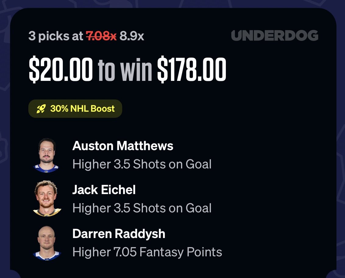 BigMikeG99's tweet photo. Here’s the play I’m running for the NHL slate #Gambling𝕏 #NHLPicks https://t.co/zjRVRkHPJL