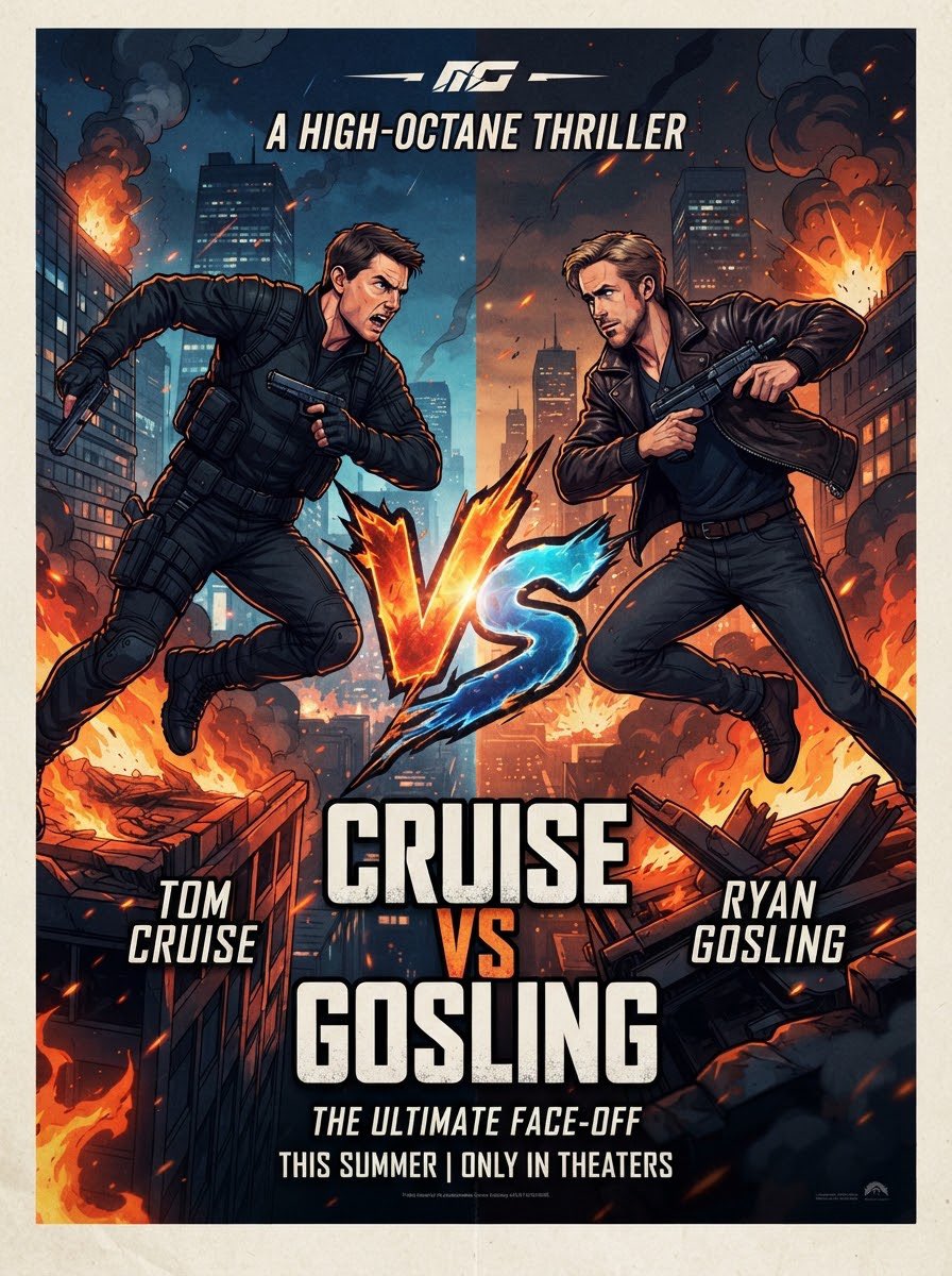 MrMovieArtist's tweet photo. #Ai #AiArt #Concept #Poster #Movie #Verses #TomCruise #RyanGosling #Ultimate #Action #HighOctaneThriller #FaceOff #Thriller #HighOctane https://t.co/Vz2VrNbq2Z