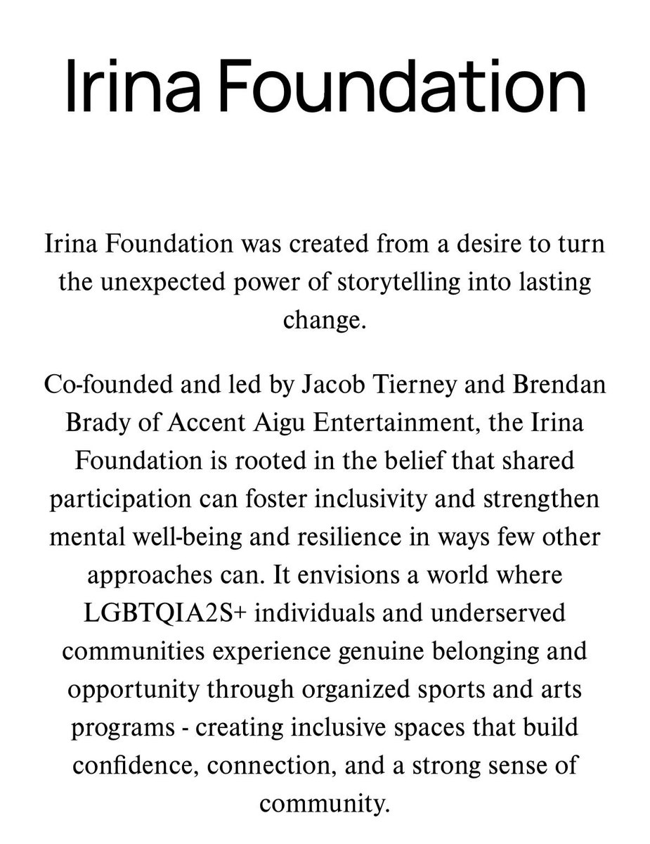 shnedex's tweet photo. everyone can tell you how heated rivalry is a yaoislop that "set back" the community but they will never take away how the series and its cast and crew genuinely wants to champion the lives of queer people and the establisment of irina foundation is proof of this dedication 🩷 https://t.co/zfNpSAKFv7