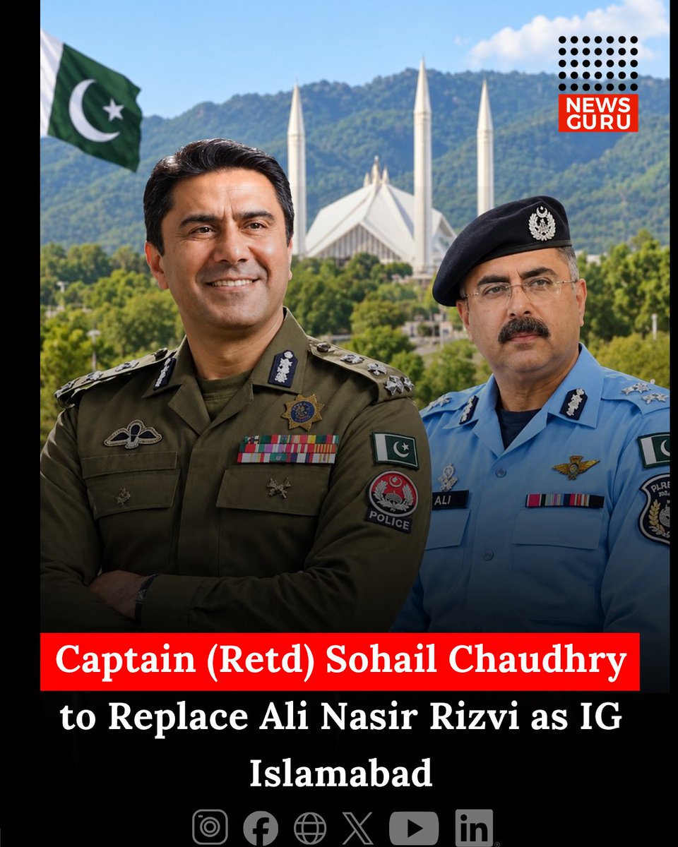 ZenaidaAulldr's tweet photo. Islamabad Police is set for a leadership change as Captain (Retd) Sohail Chaudhry becomes the new Inspector General, replacing Ali Nasir Rizvi, who is expected to lead the NCCIA as Director General. https://t.co/bG7rrZ9hX0
