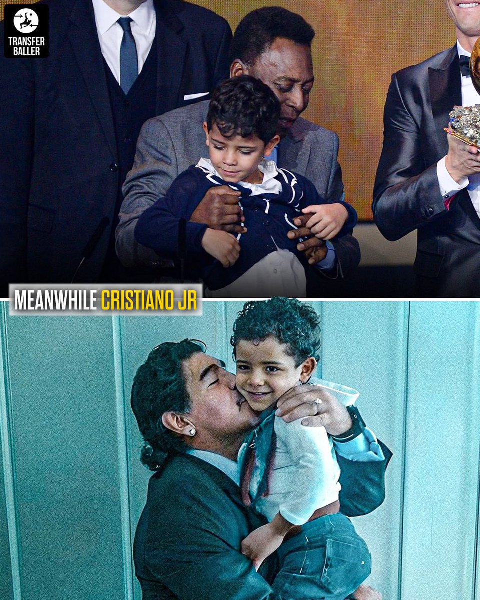 transferballer's tweet photo. From meeting their idols as kids to becoming football superstars 🤩🔥

Lamine met Messi, Rodrygo met Neymar, Mbappe met Ronaldo—now look where they are! 👀⚽️

Cristiano Jr met Pele &amp; Maradona… imagine! 😳⏳ https://t.co/A36vrEE1z6