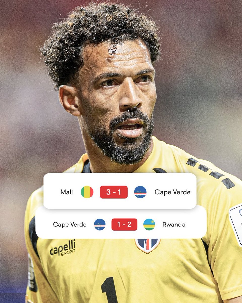 ActuFoot_'s tweet photo. Après une Coupe du monde magique, LE CAP-VERT RESTE SUR DEUX DÉFAITES EN DEUX MATCHES de qualif pour la CAN. 🇨🇻😣

❌ DÉFAITE 3-1 vs Mali 🇲🇱 
❌ DÉFAITE 2-1 vs Rwanda 🇷🇼 

📸 @ESPNFC https://t.co/Cbcy0q81uK