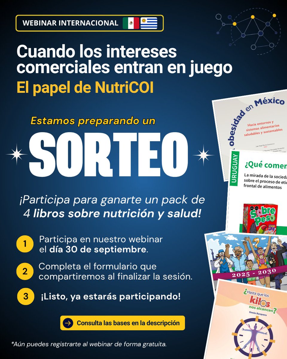 NutriCOI's tweet photo. 🎁 ¡Tenemos una sorpresa para quienes nos acompañen en nuestro próximo webinar! 📚

Además de conversar y compartir experiencias, realizaremos un sorteo exclusivo de libros entre los asistentes ✨

📌 Consulta las bases:
https://t.co/Aeojz2RFJW https://t.co/Ig8xTzhLil