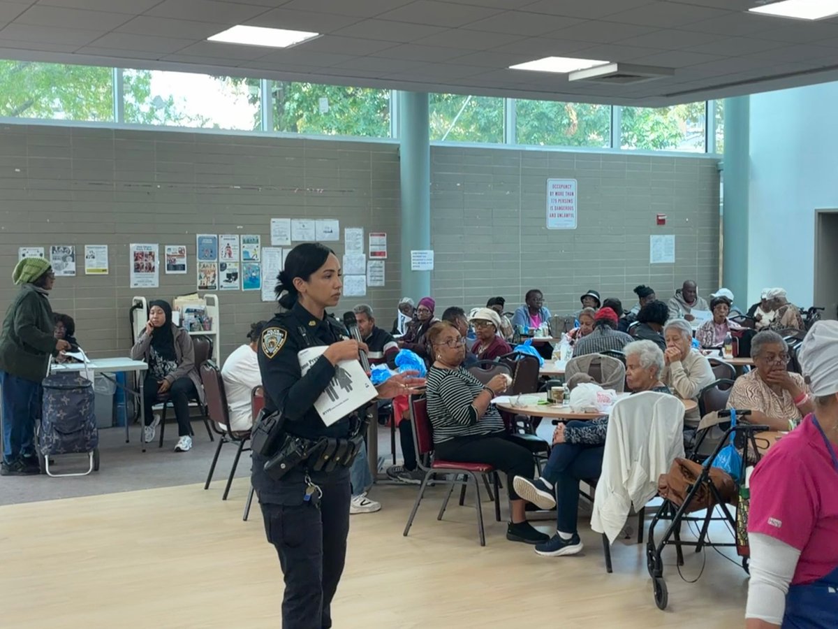 NYPD49Pct's tweet photo. Community Outreach
Our Crime Prevention Officer joined seniors at the R.A.I.N. Senior Center on Boston Road for a conversation focused on staying safe in the community.
Topics included scam awareness and pedestrian safety, along with helpful tips to promote safety and awareness. https://t.co/xD51yZzfDJ