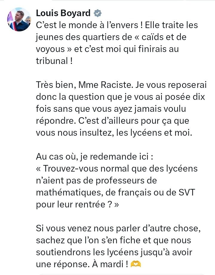 gh_thry_58y's tweet photo. @LouisBoyard 🟣 On dirait que @LouisBoyard a vexé @vpecresse en la qualifiant de « Madame #Raciste », alors que tout le monde le sait, elle est carrément raciste 😜
> Je pose ça là, on verra si ça prend, donc Valérie Pécresse est :
🔸#MmeRaciste OU
🔸#MadameRaciste
#FuckRacism #StopRacisme https://t.co/3gFD7wx17i