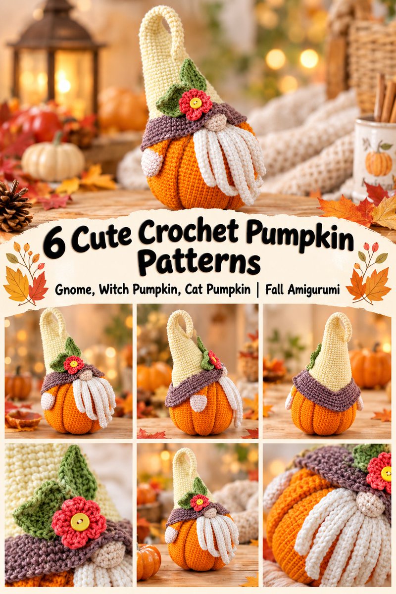 WorldCup26xHub's tweet photo. 🎃Discover 6 Cute Crochet Pumpkin Patterns Gnome, Witch Pumpkin, Cat Pumpkin | Fall Amigurumi

👉 Get the patterns https://t.co/sULPTzaMEQ

#Crochet #CrochetPatterns #PumpkinCrochet #FallCrafts #Amigurumi #DIY #Handmade #HalloweenCrafts https://t.co/4puim1QETn