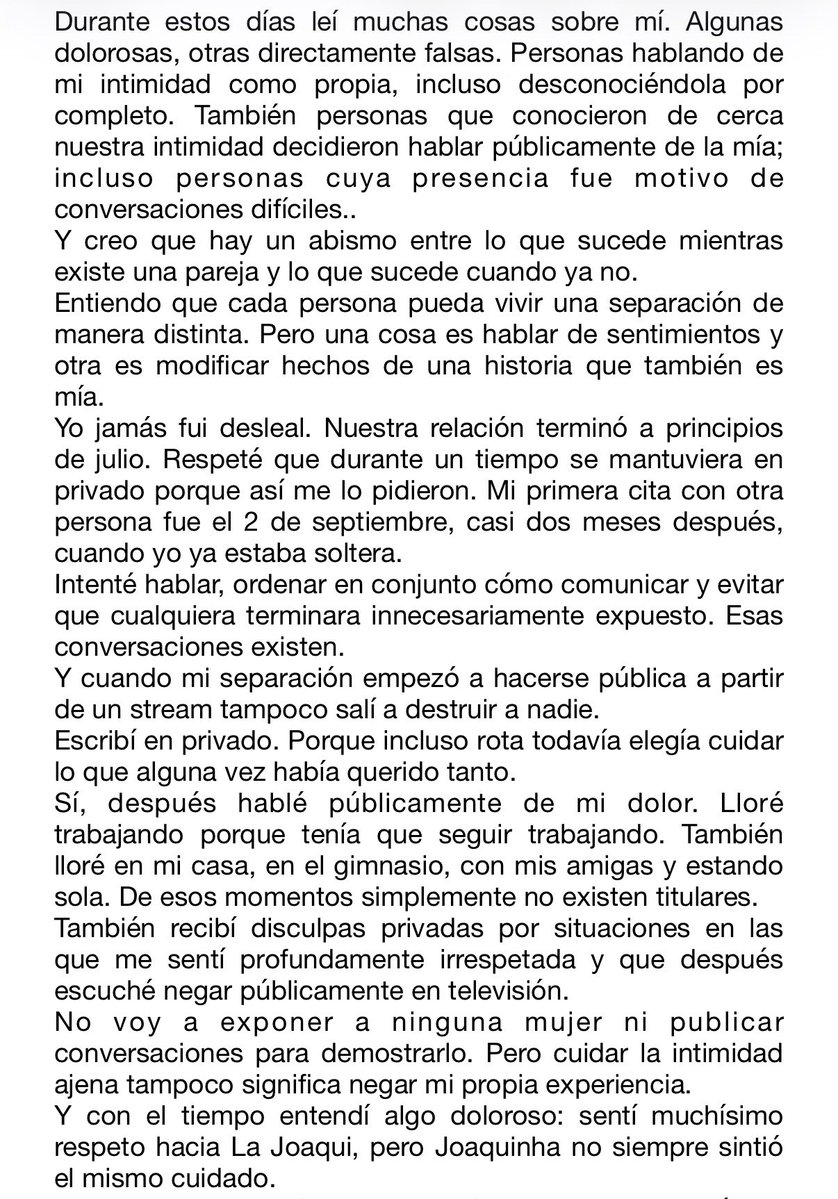 fedeebongiorno's tweet photo. 📲 La Joaqui publicó una serie de mensajes en su canal de difusión haciendo aclaraciones sobre su vínculo con Tiago PZK y lo que pasó con Luck Ra https://t.co/BPUngAuwj5