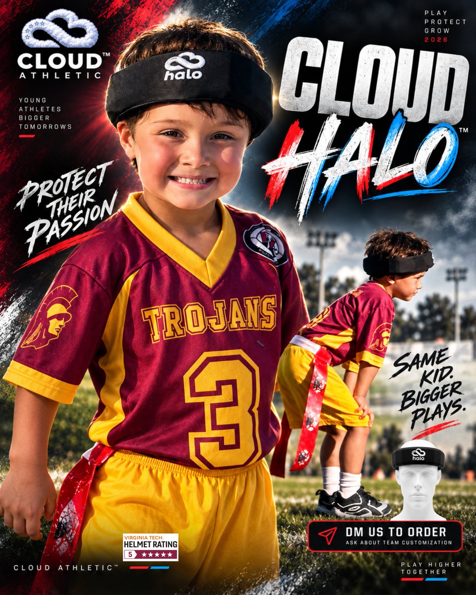 cloudathletic's tweet photo. Same Kid. Bigger Plays.

One size. From age five up.
Protection so light, they’ll forget they’re wearing it.
Just 2.5 ounces.
📞: 404-437-2301
✉️: aaron@cloudathletic.net
🔗: https:/www.cloudathletic.net/ 

#OneBrainCampaign #flagfootball #nflflagfootball #headprotection https://t.co/jMRFAk1quM