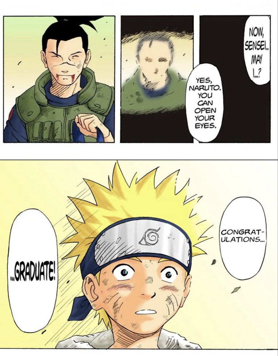 dailyhokage's tweet photo. Fun fact: Naruto is the only ninja who doesn’t have his own headband. Because he failed the exam, he couldn’t get one. The headband he wears is Iruka’s, which he received after saving him from Mizuki. https://t.co/PVK7dwK9Gc