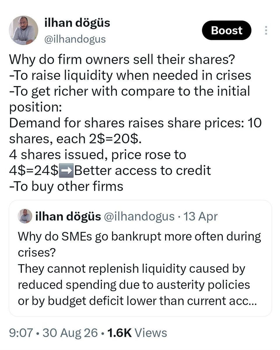 ilhandogus's tweet photo. Yanlış..
Hisse ihracıyla reel yatırım finanse ediliyseydi, ABD'de hisse toplam değeri/GSYİH oranı 40 yılda %50'den %250'ye çıkmazdı. 1$ yatırım harcaması kendisi kadar ya da daha büyük GSYİH üretir, oran aynı kalırdı ya da düşerdi.
Peki niye hisse ihraç edilir? https://t.co/E2QHHHNXHP