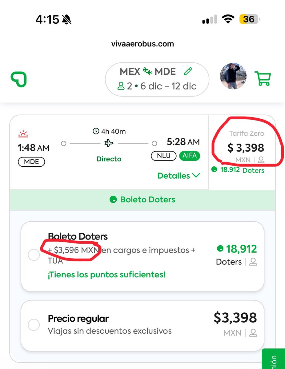 CubeDiRubik's tweet photo. @VivaAerobus o sea que si quiero comprar mi vuelo con @PuntosDoters pierdo mis puntos y aparte debo pagar el 106% del valor original del vuelo? 

No me parece una muy buena oferta. https://t.co/UQy0U0ea4o